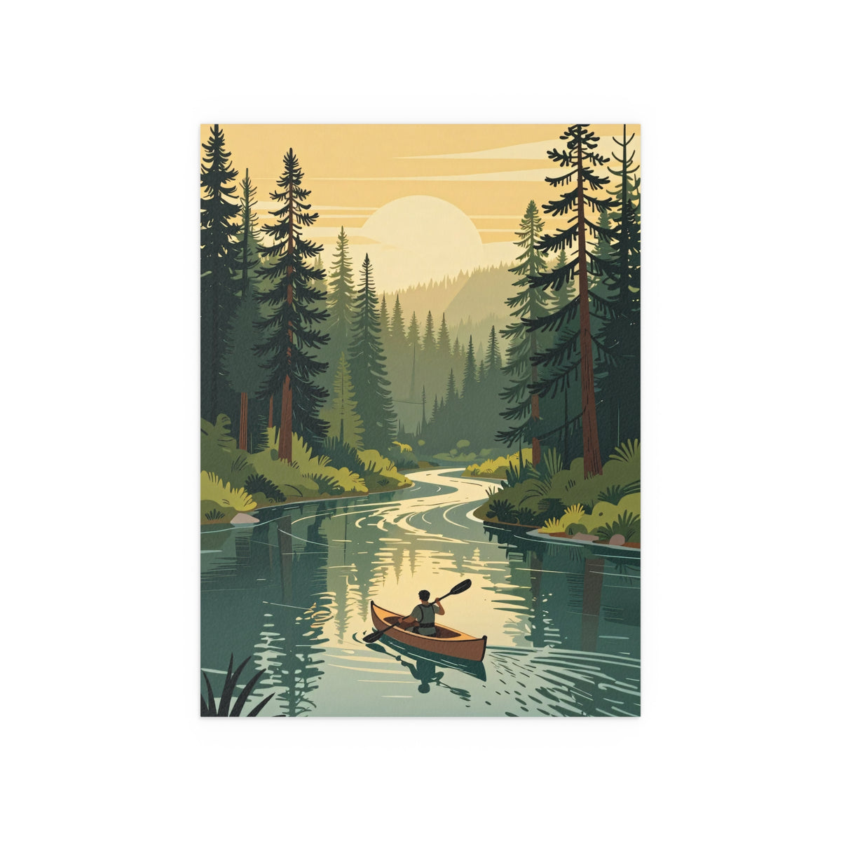 Solitary Canoeist's Twilight Retreat