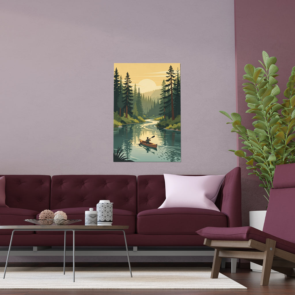 Solitary Canoeist's Twilight Retreat