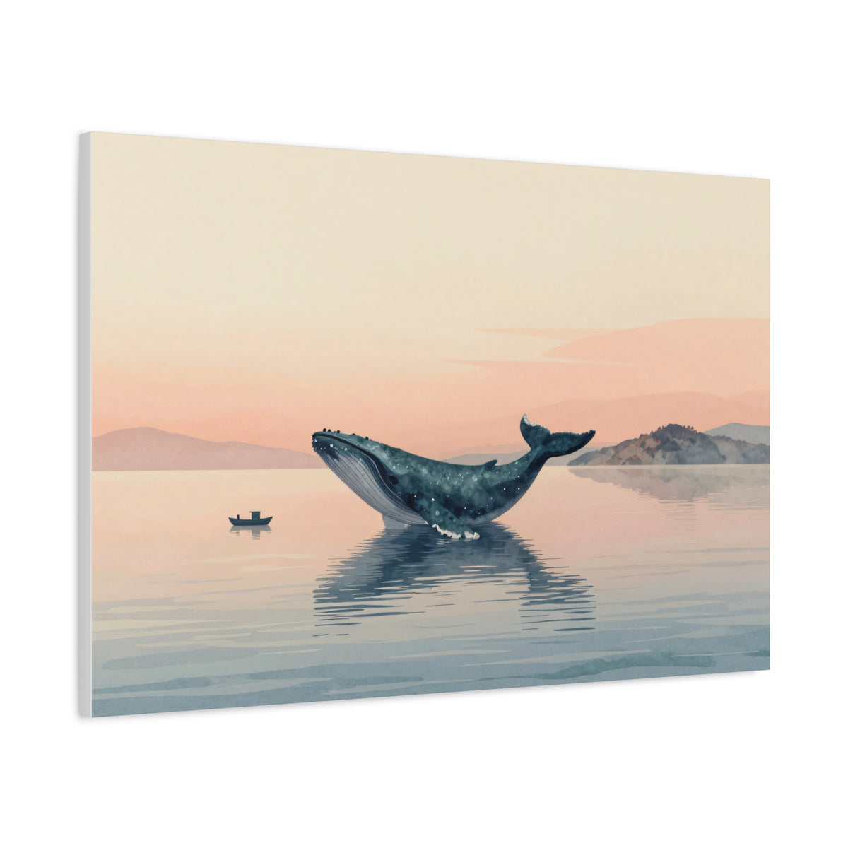 Landscape Canvas Stretch - Whale Ocean Sky Sunset Calmness Aesthetic Vibrant Creative Modern Original