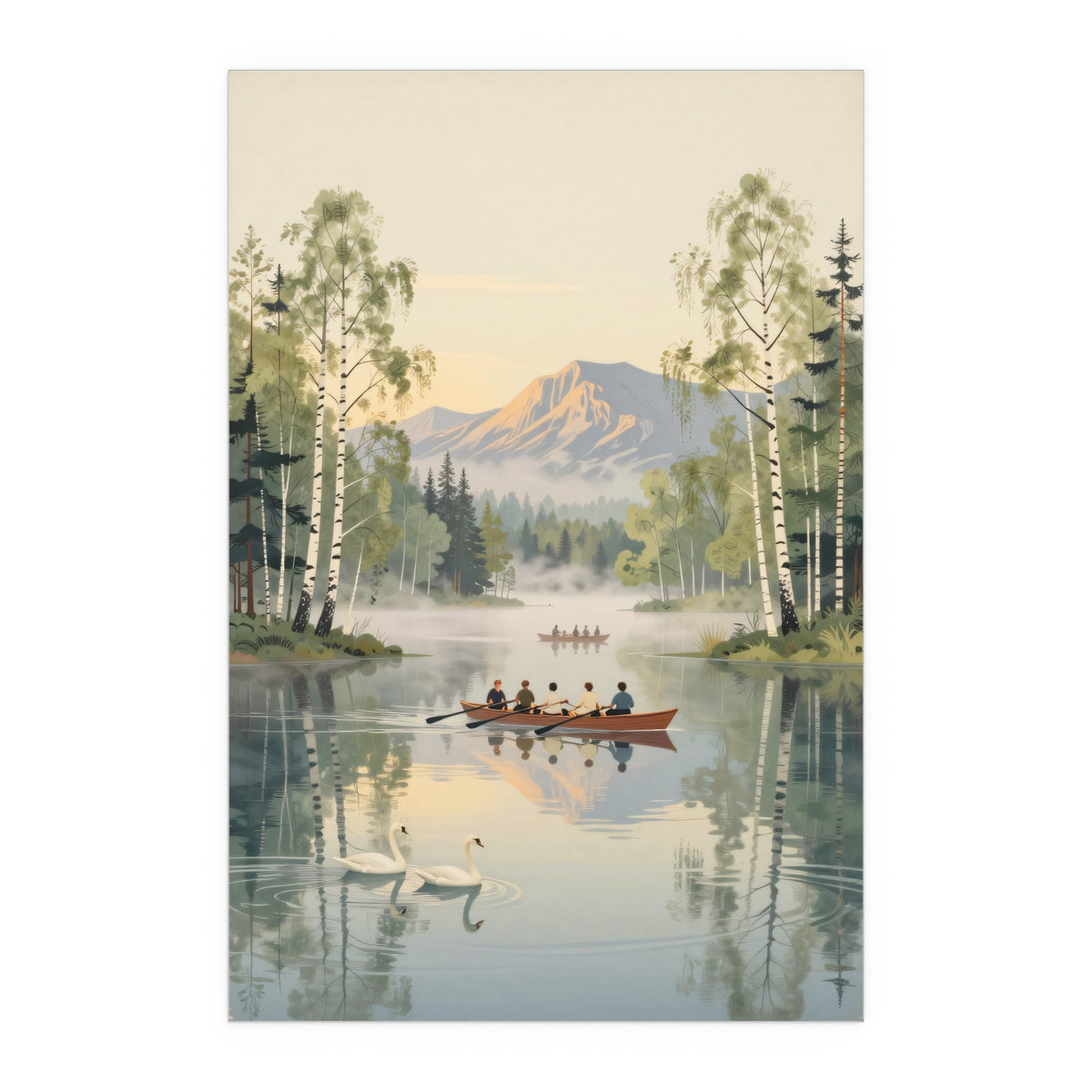 Serene Lake Canoeing Sunset