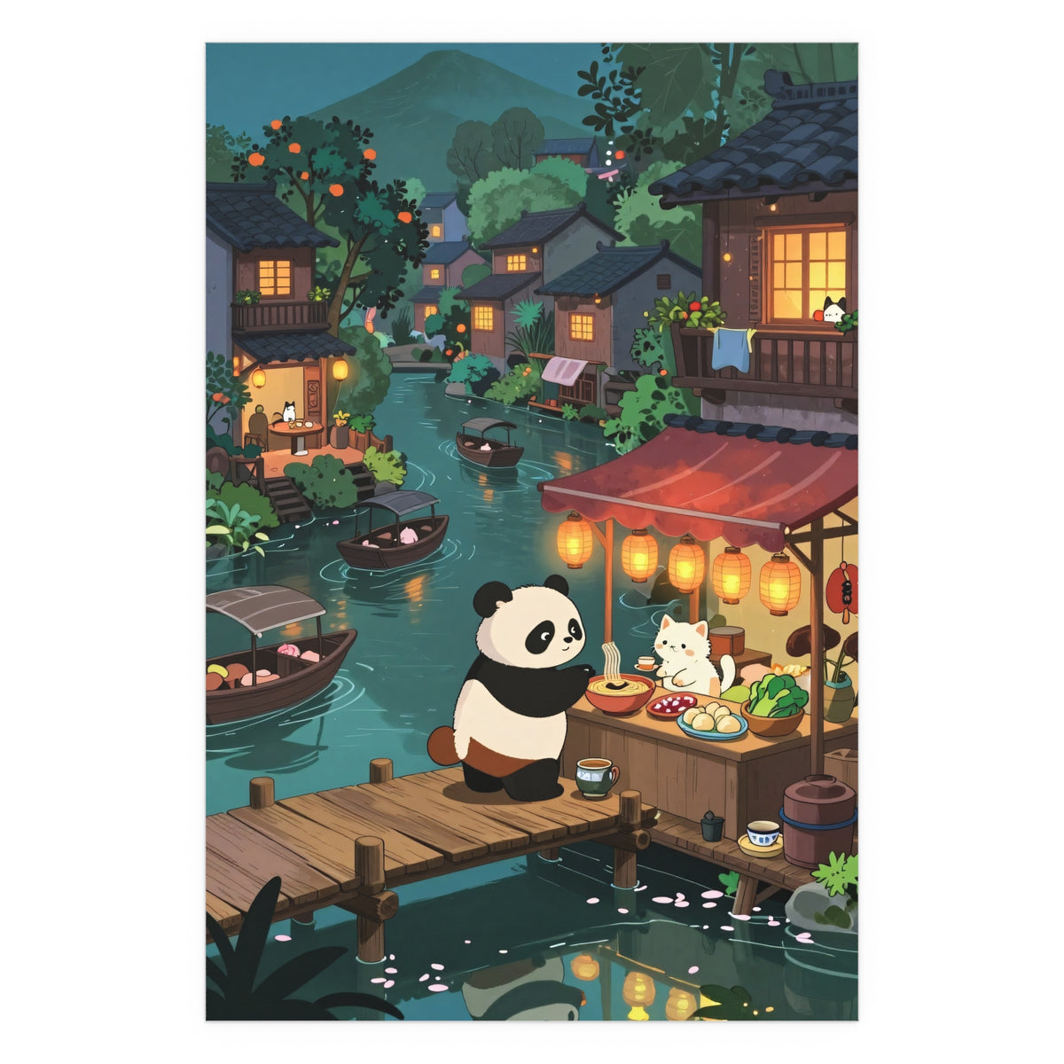 Midnight Lantern in the Japanese Village