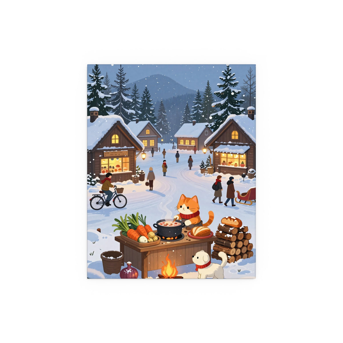 Snowy Village Nights