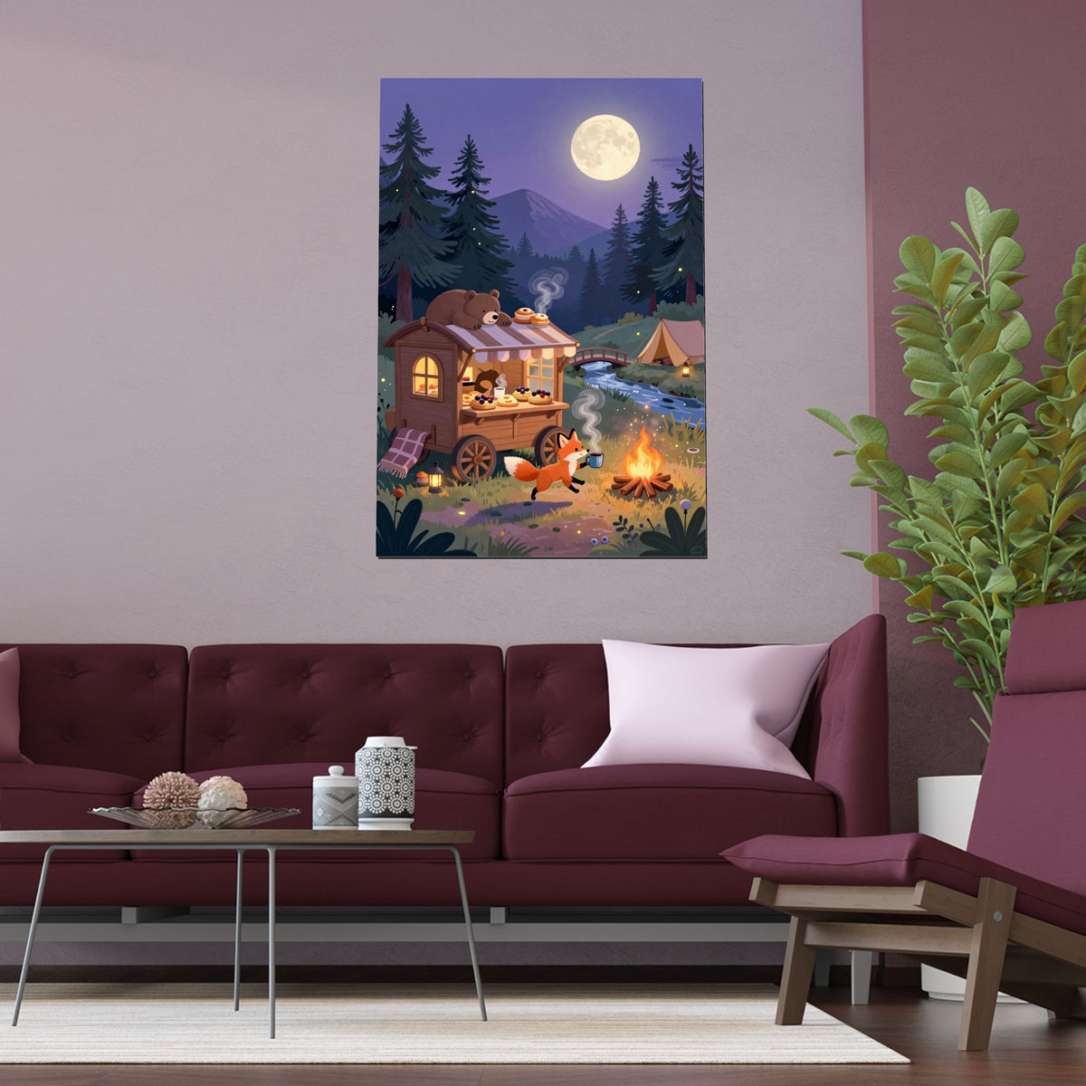 Moonlit Gathering by the Fire