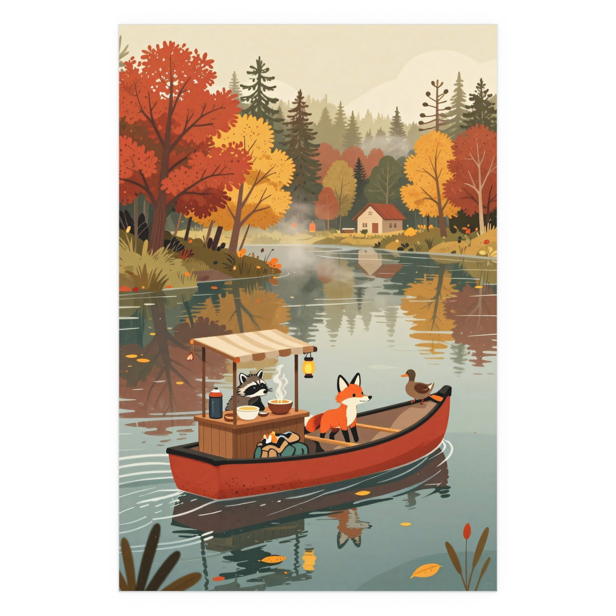 Moonlit Canoe Reflections