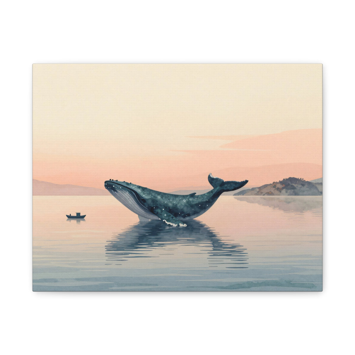 Landscape Canvas Stretch - Whale Ocean Sky Sunset Calmness Aesthetic Vibrant Creative Modern Original
