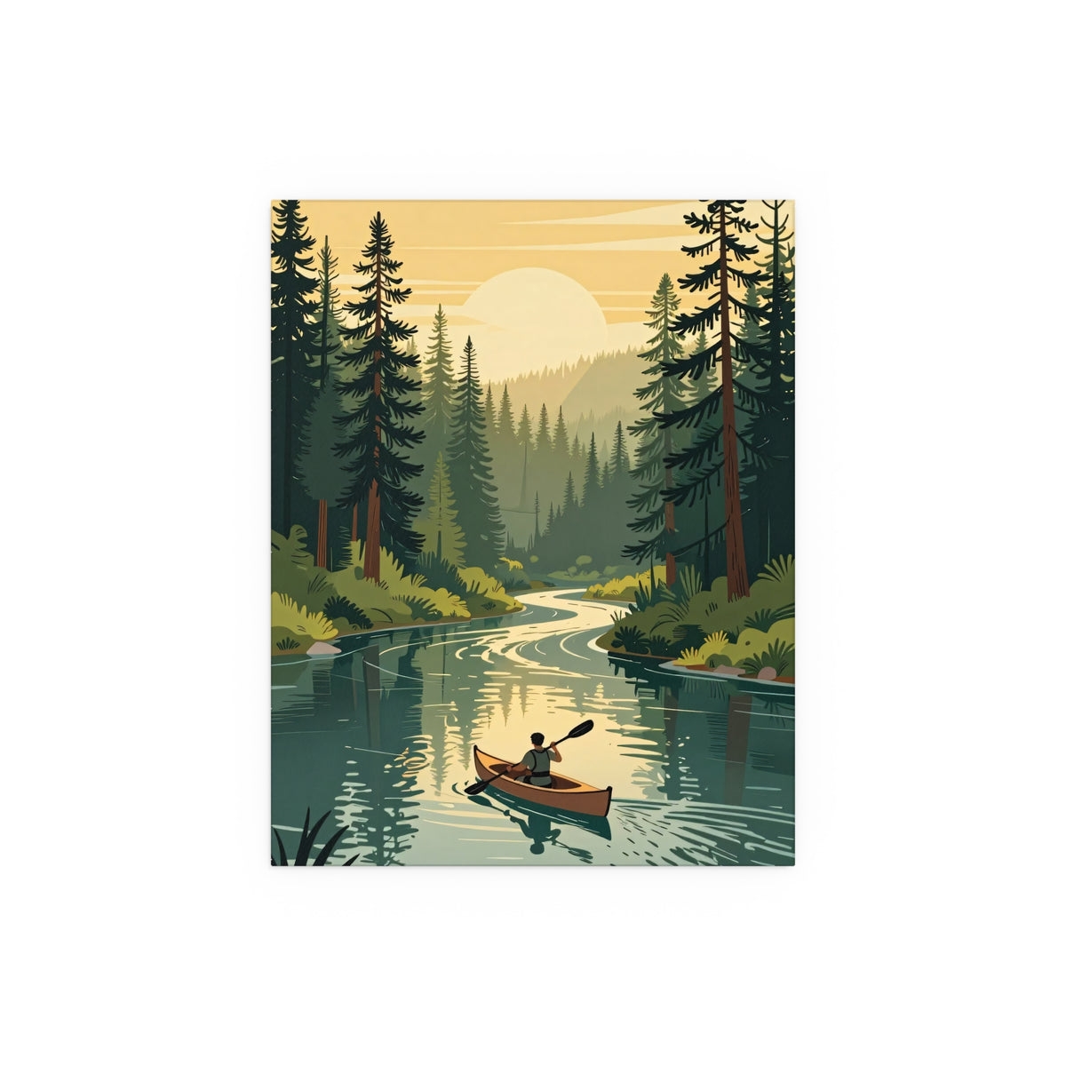 Solitary Canoeist's Twilight Retreat