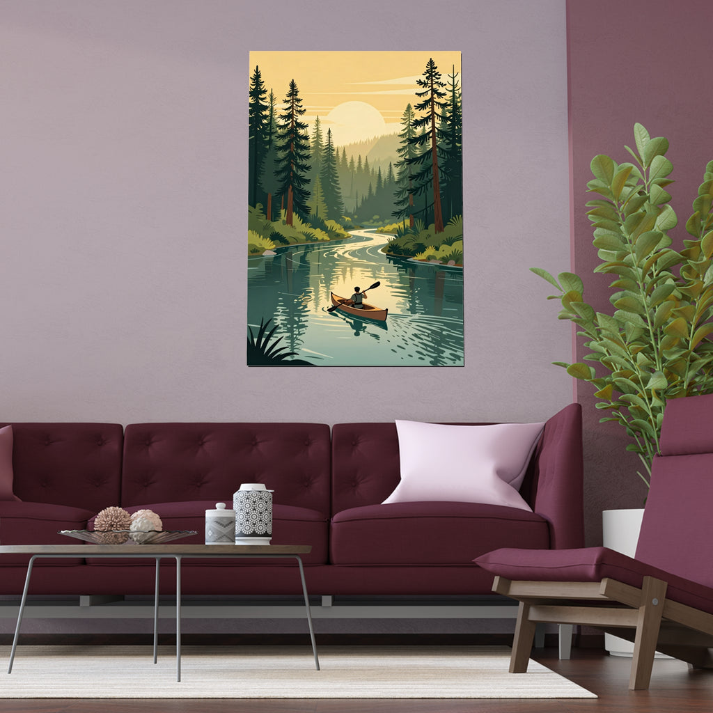 Solitary Canoeist's Twilight Retreat