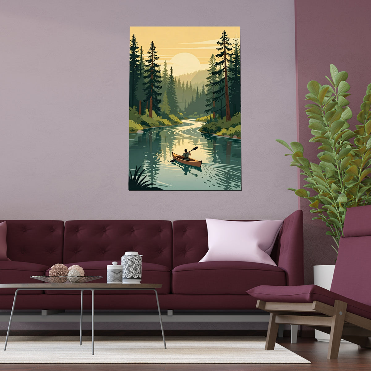 Solitary Canoeist's Twilight Retreat