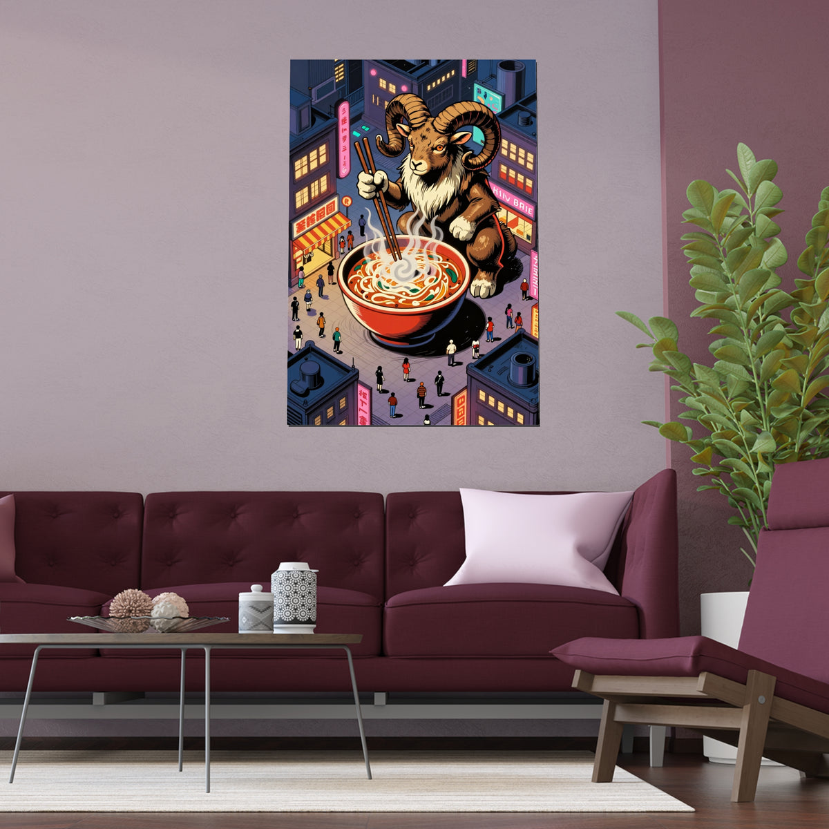 Neon Lantern Alleyway Ramen Cart
