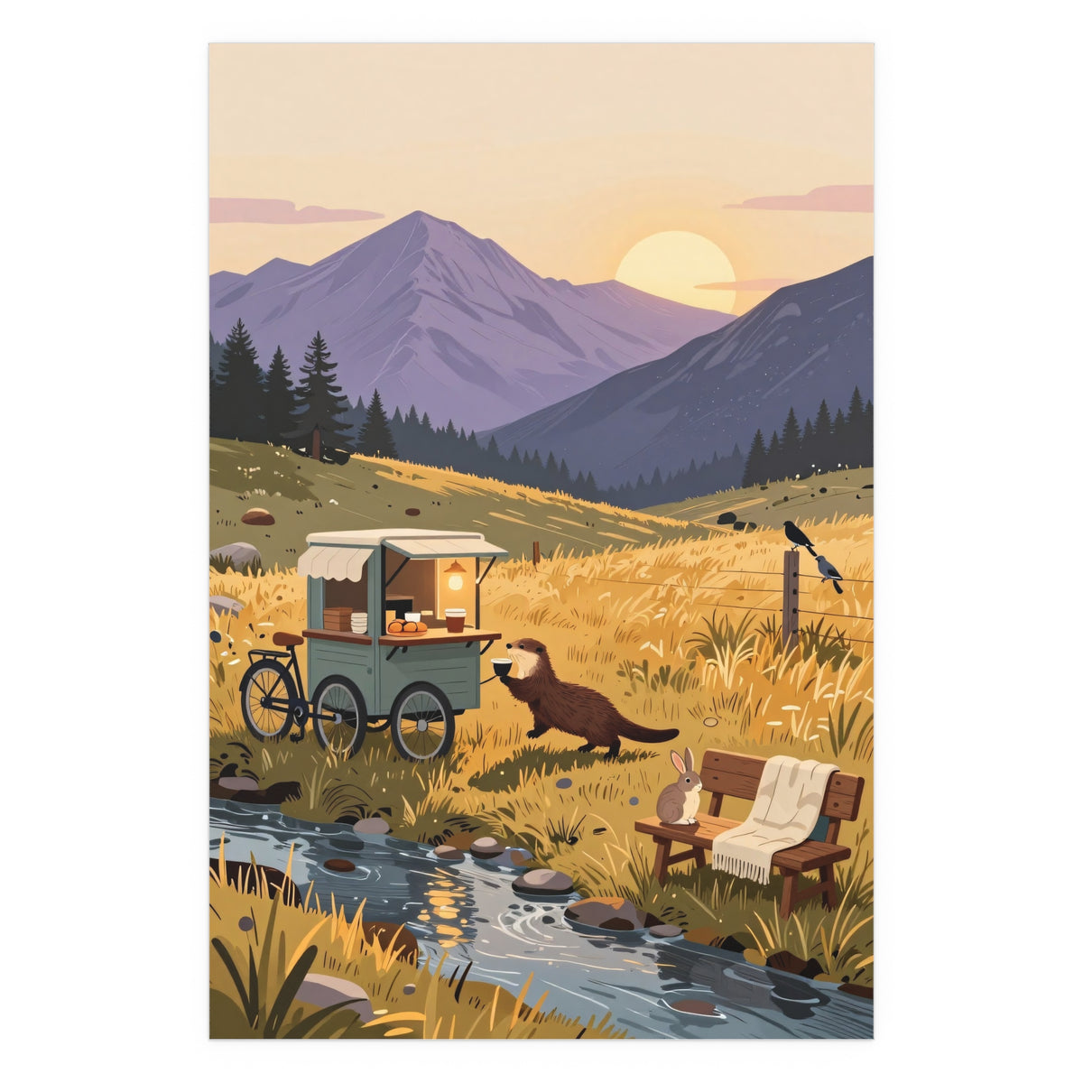 Mountain Retreat After Sunset