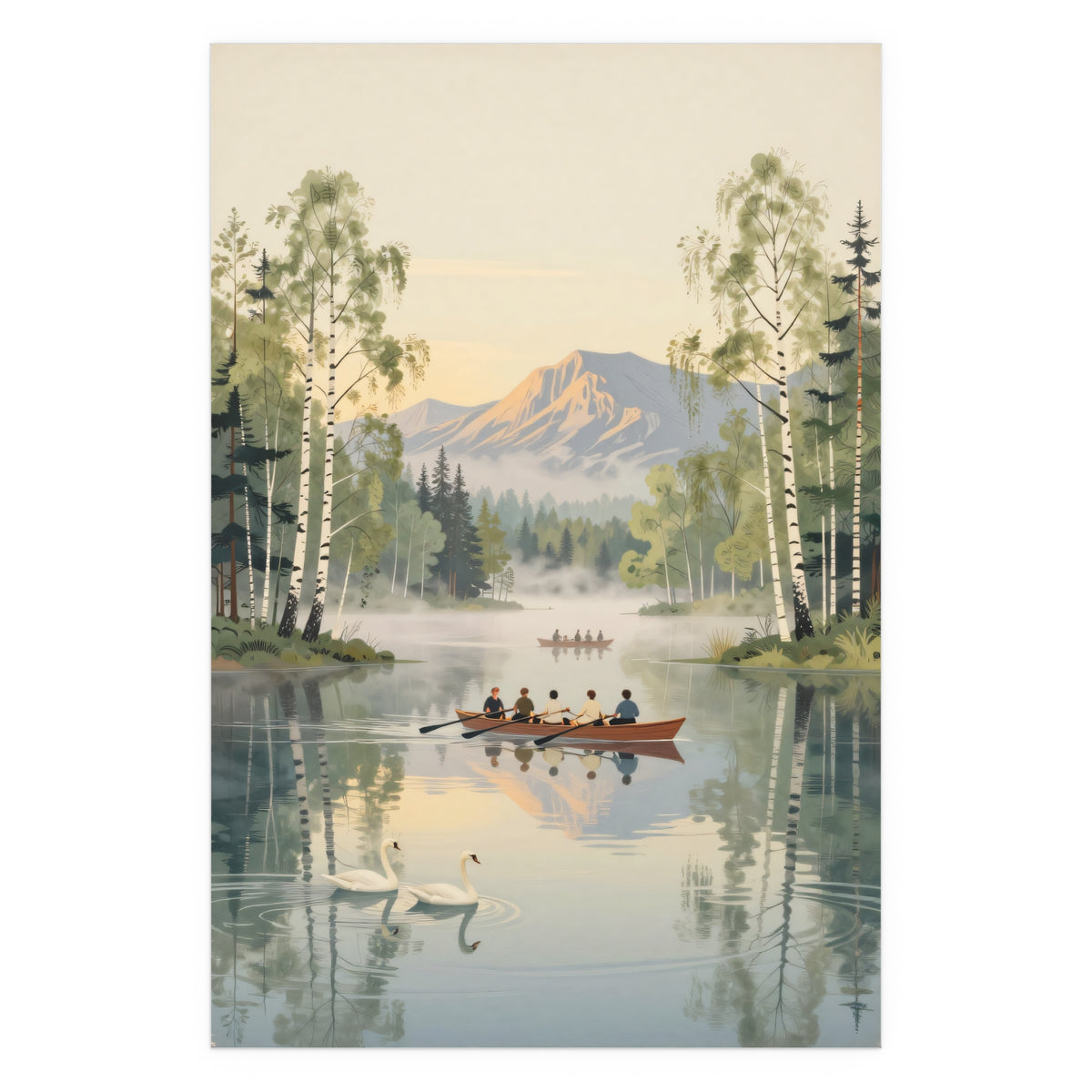 Serene Lake Canoeing Sunset