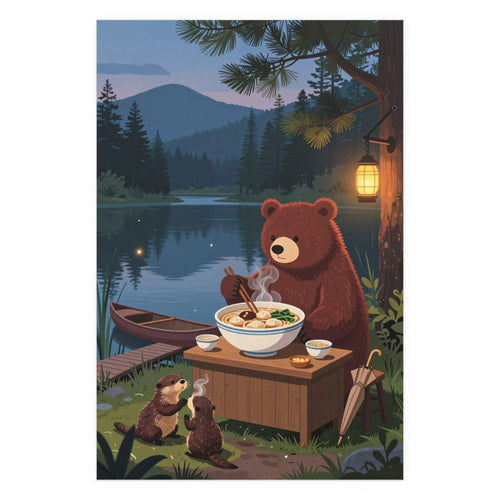 Campfire Gathering Under Starry Woods