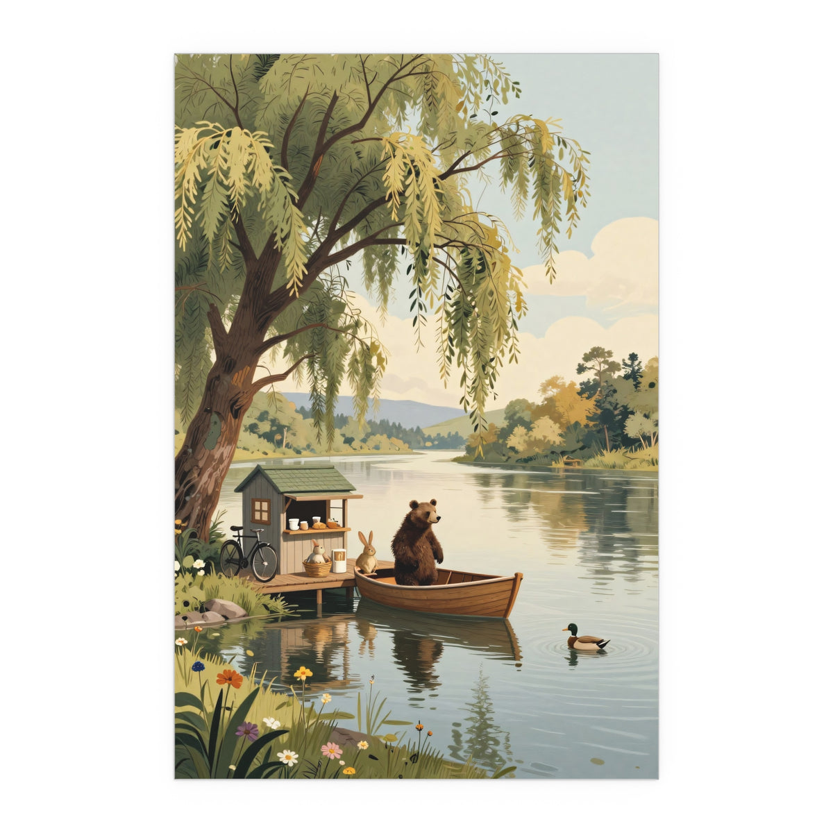 Serene Wooden Riverbank Refuge