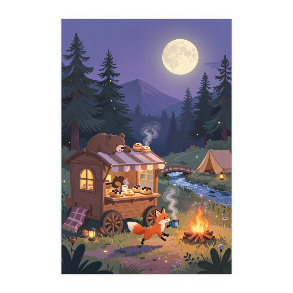 Moonlit Gathering by the Fire