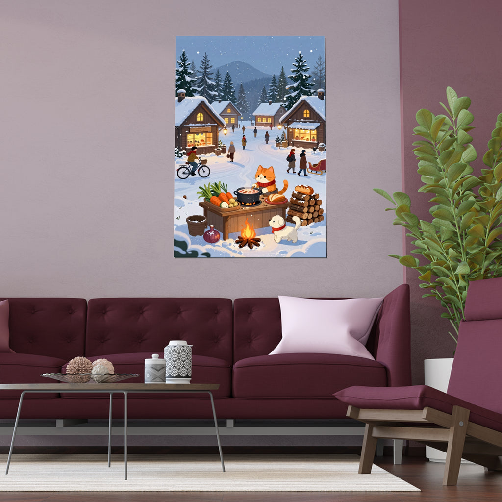 Snowy Village Nights