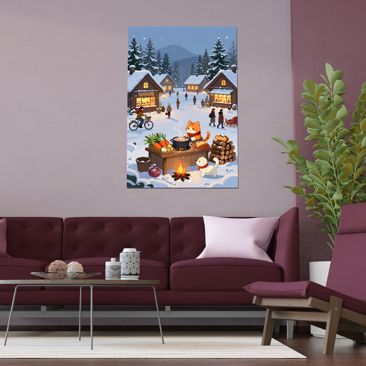 Snowy Village Nights