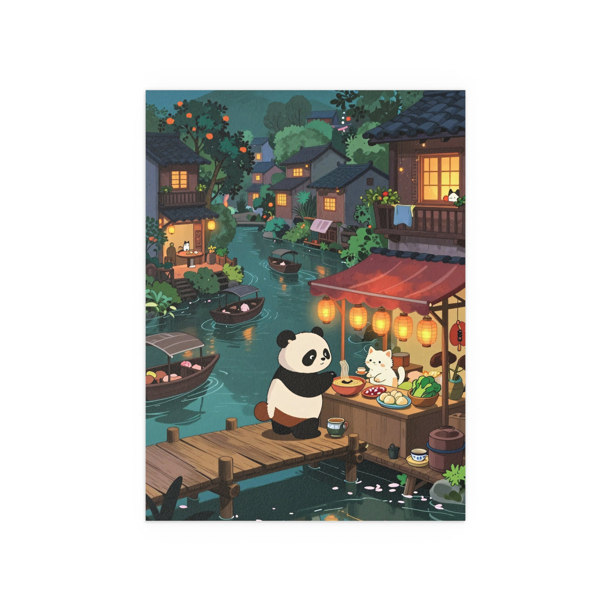 Midnight Lantern in the Japanese Village