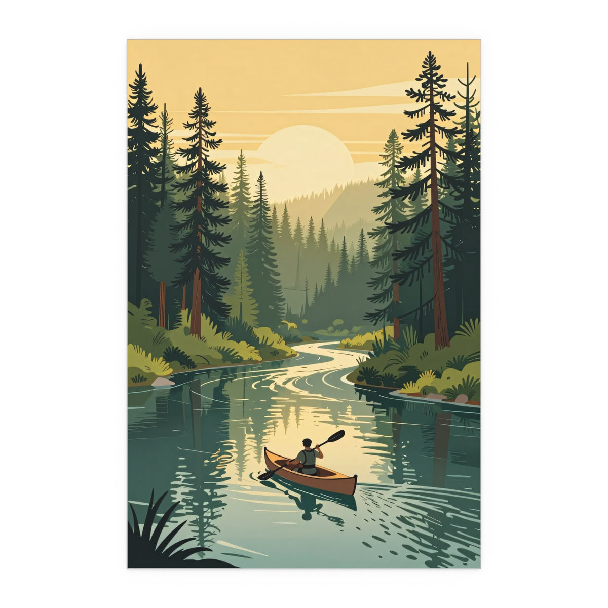 Solitary Canoeist's Twilight Retreat