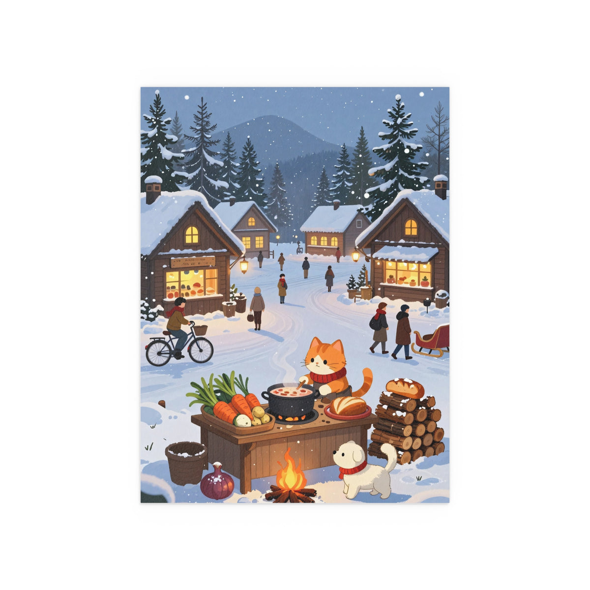 Snowy Village Nights