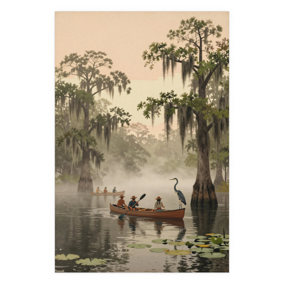 Southern Gothic Cypress Swamp Riverboat Serenity - Poster
