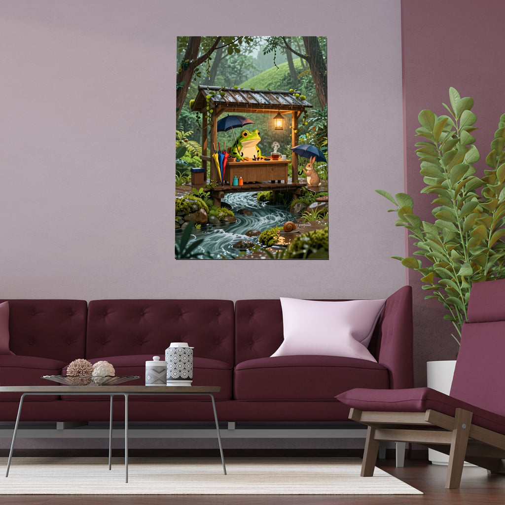 Rainy Day Frogs' Whimsical Refuge