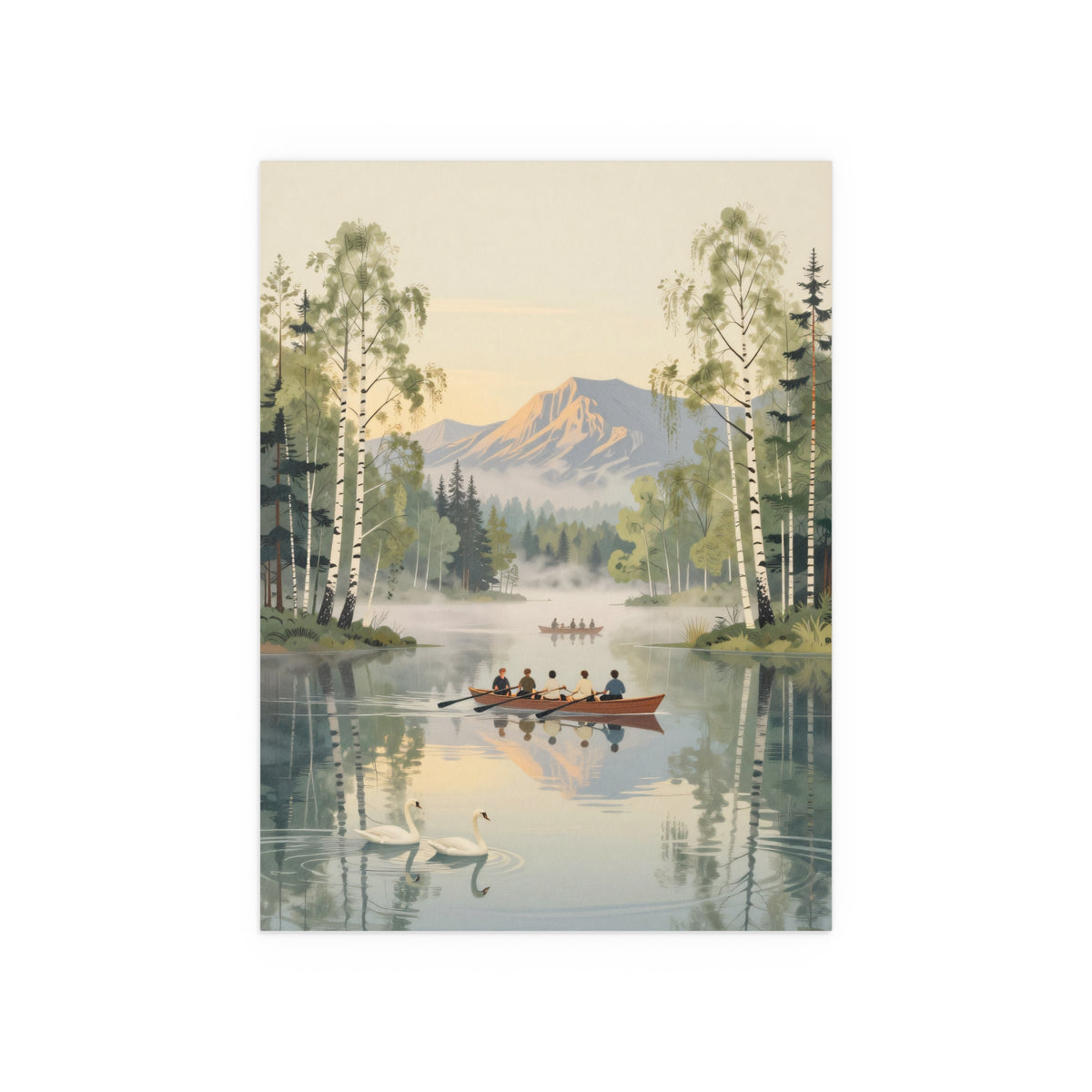 Serene Lake Canoeing Sunset