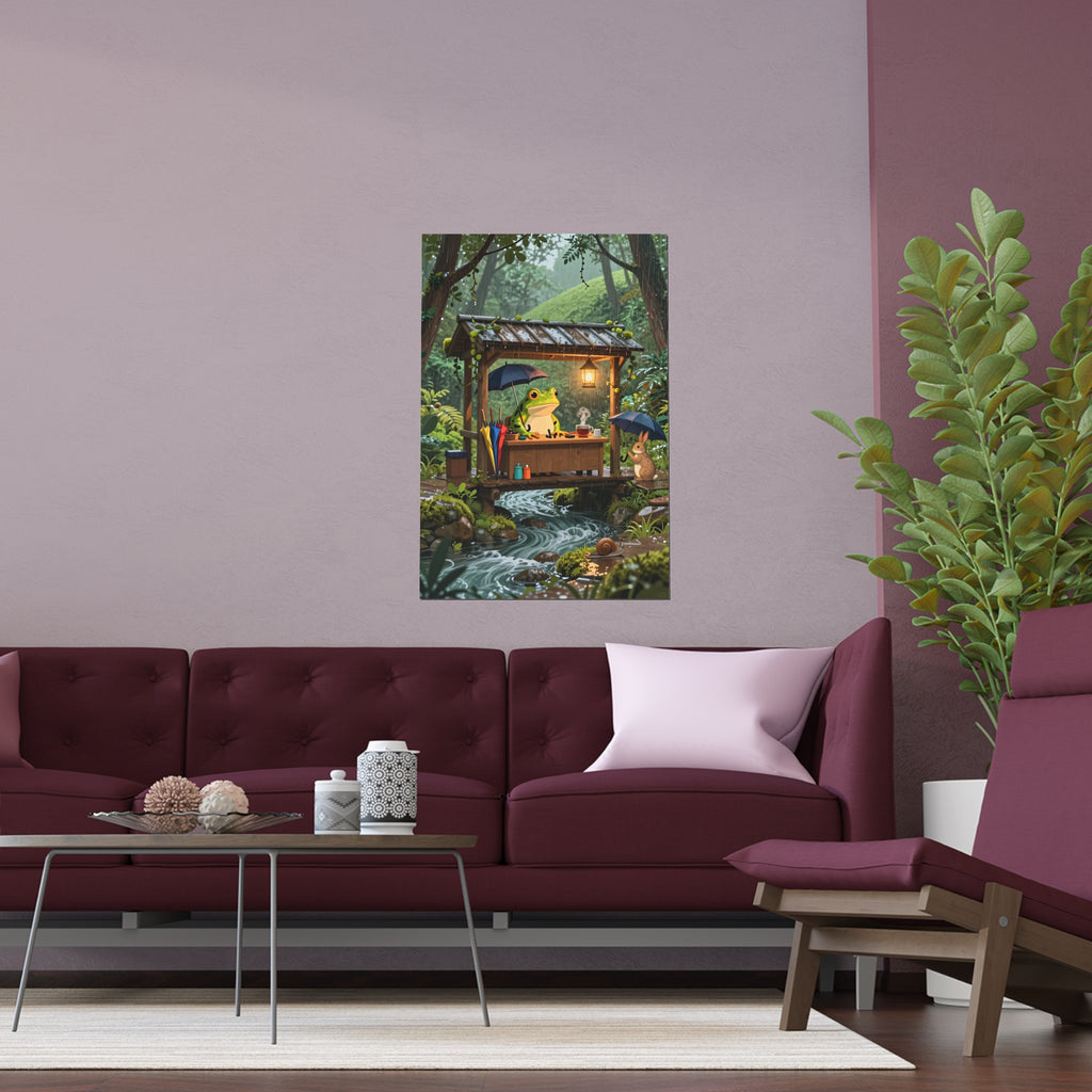 Rainy Day Frogs' Whimsical Refuge
