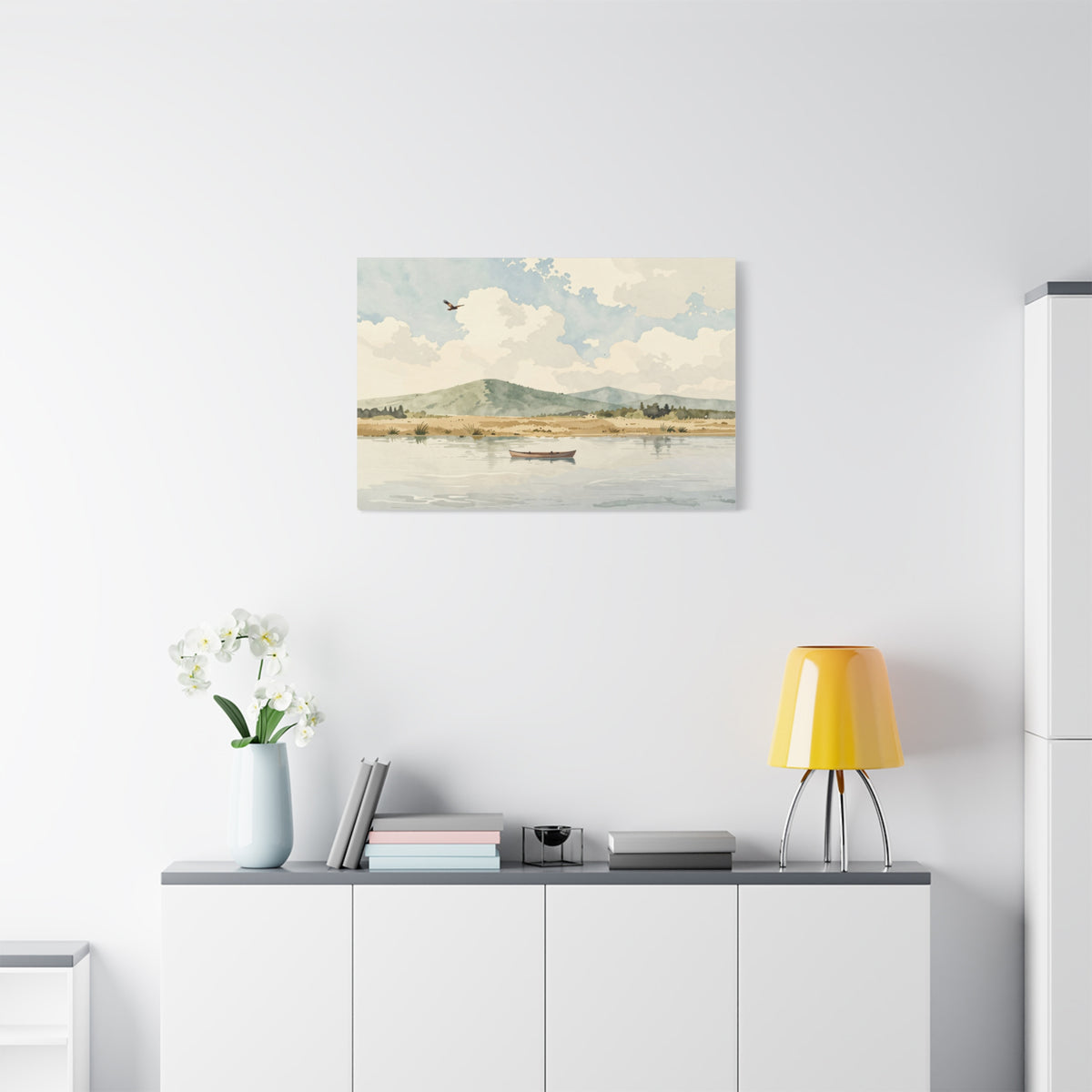 Landscape Canvas Stretch - Landscape Watercolor Realistic Style Stylish Vibrant Original Modern Creative