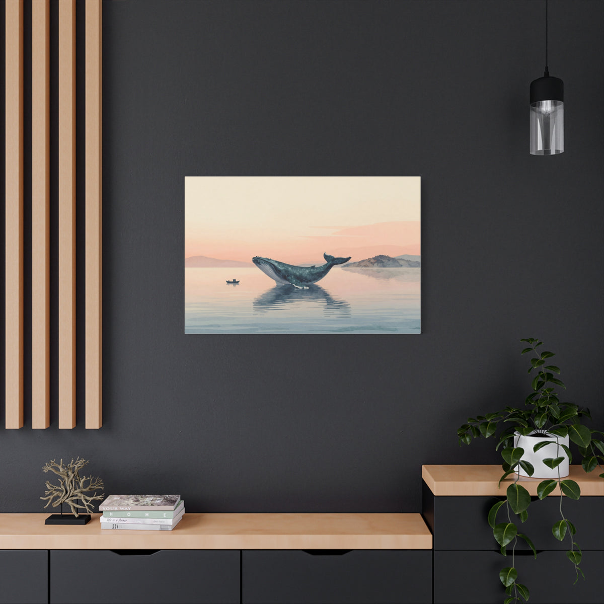 Landscape Canvas Stretch - Whale Ocean Sky Sunset Calmness Aesthetic Vibrant Creative Modern Original