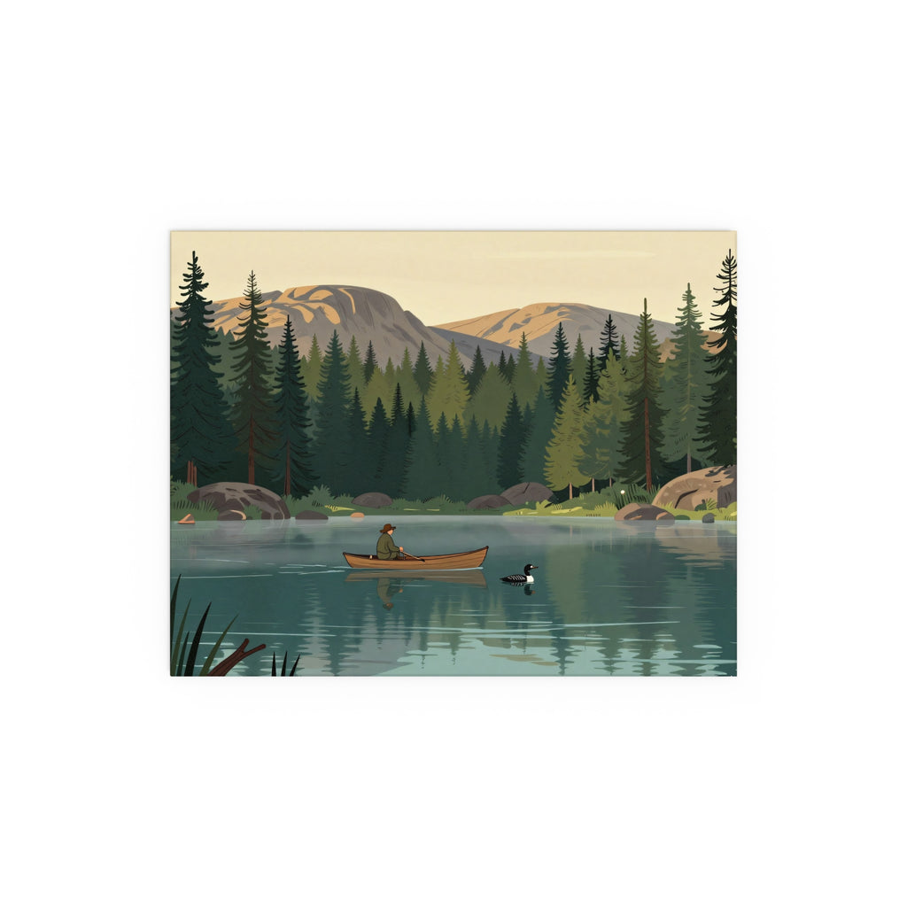 Scenic Mountains Hiking River Canoe Forest Camping Poster Artwork Canvas Print Decor Aesthetic Classic Design Modern