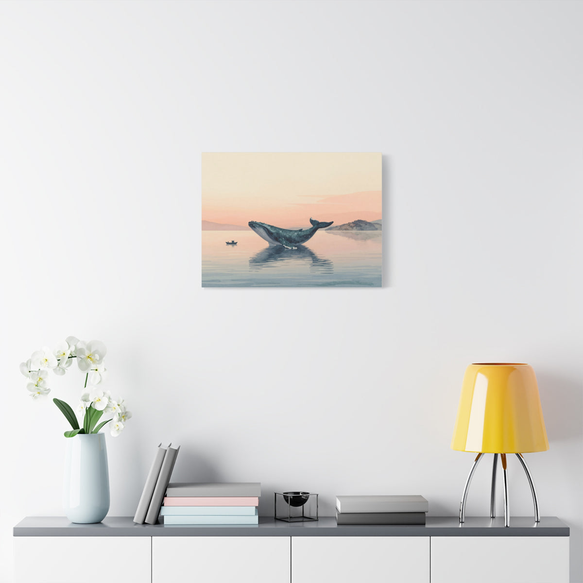 Landscape Canvas Stretch - Whale Ocean Sky Sunset Calmness Aesthetic Vibrant Creative Modern Original