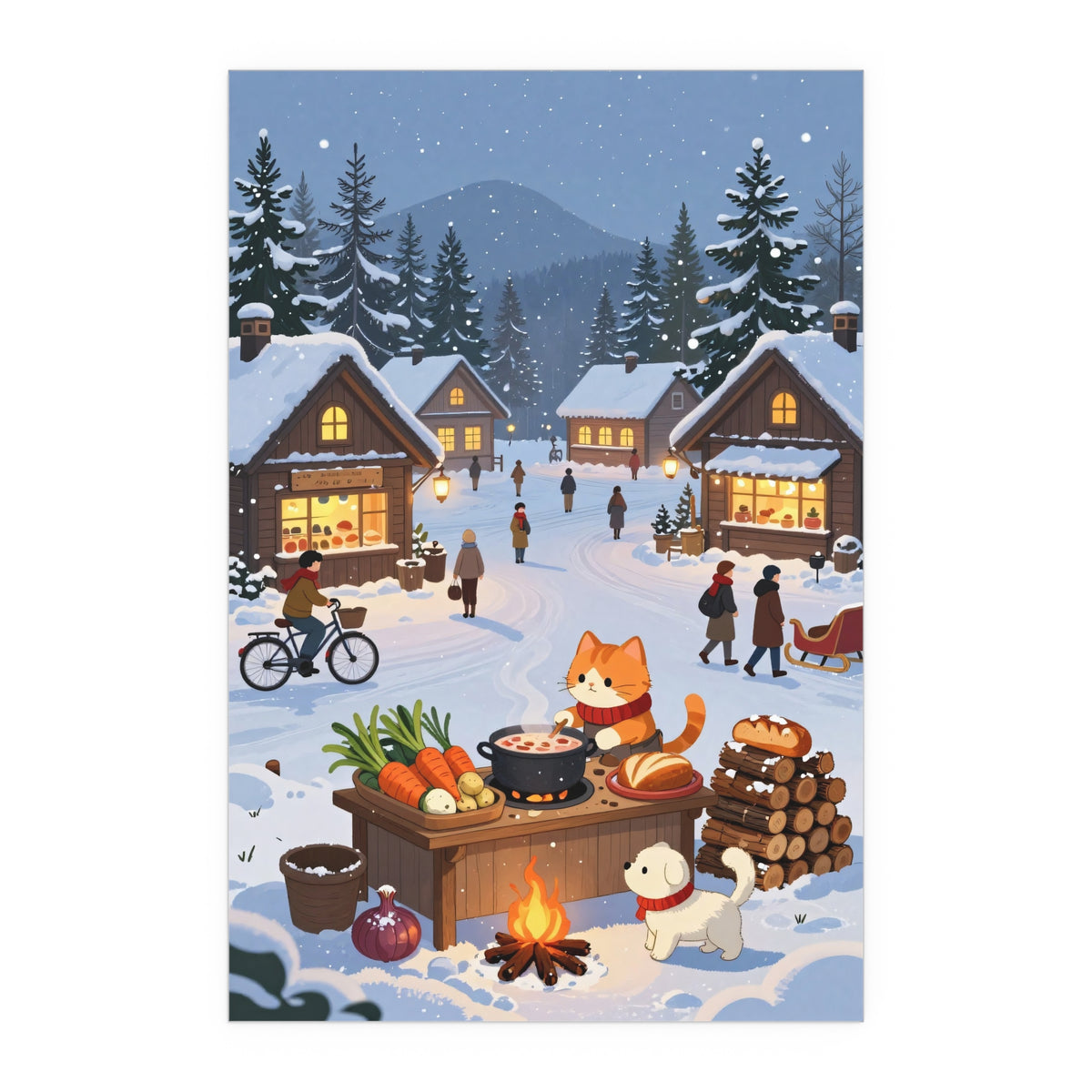 Snowy Village Nights