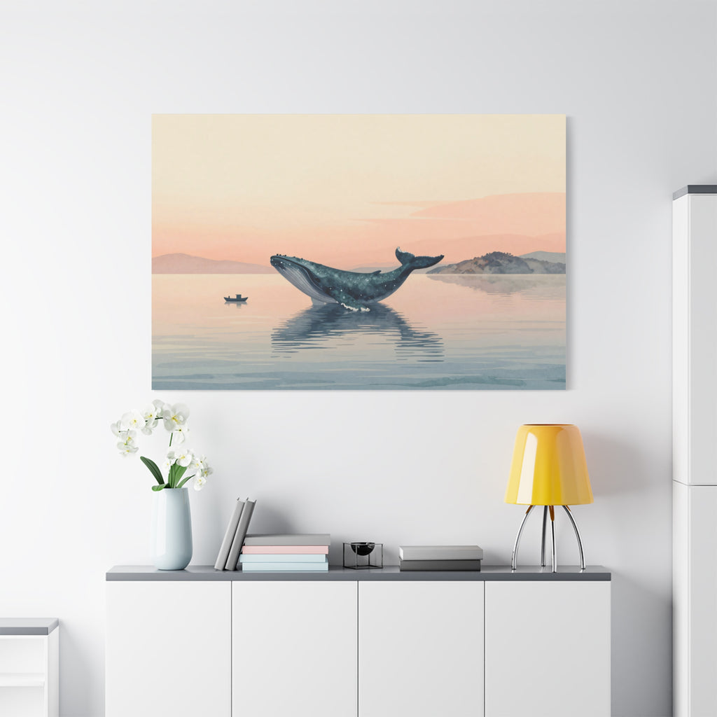Landscape Canvas Stretch - Whale Ocean Sky Sunset Calmness Aesthetic Vibrant Creative Modern Original