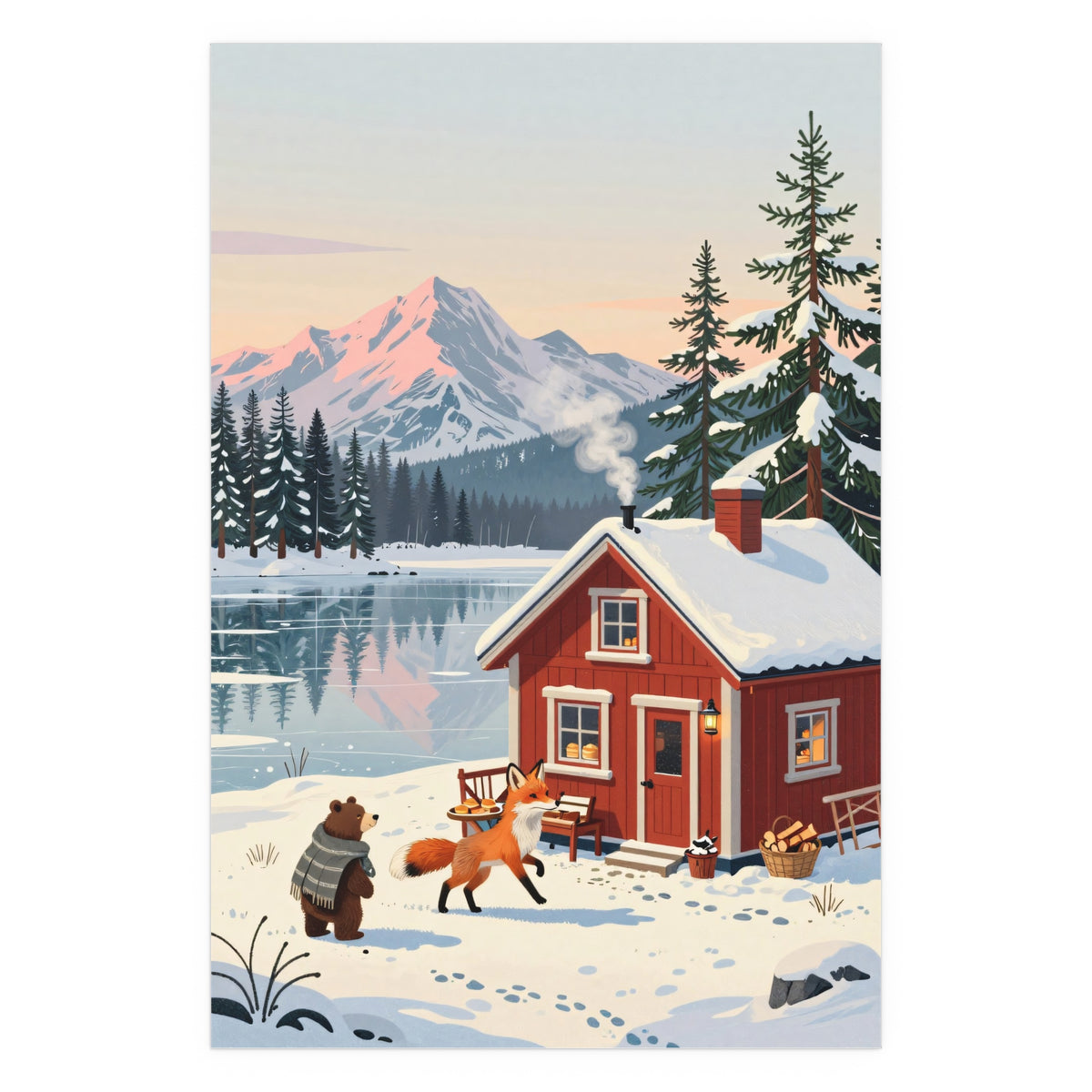 Snowy Cabin Serenity
