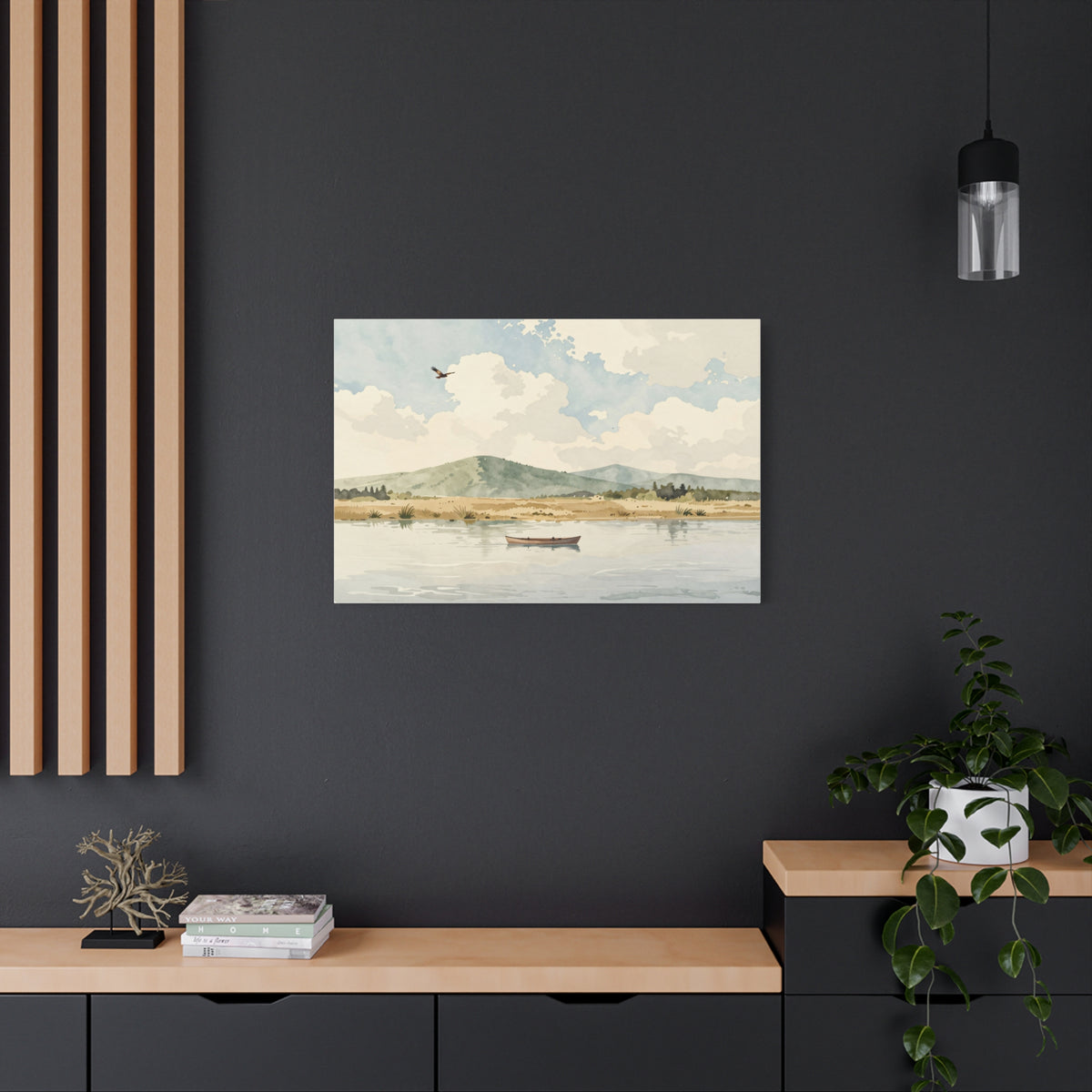 Landscape Canvas Stretch - Landscape Watercolor Realistic Style Stylish Vibrant Original Modern Creative