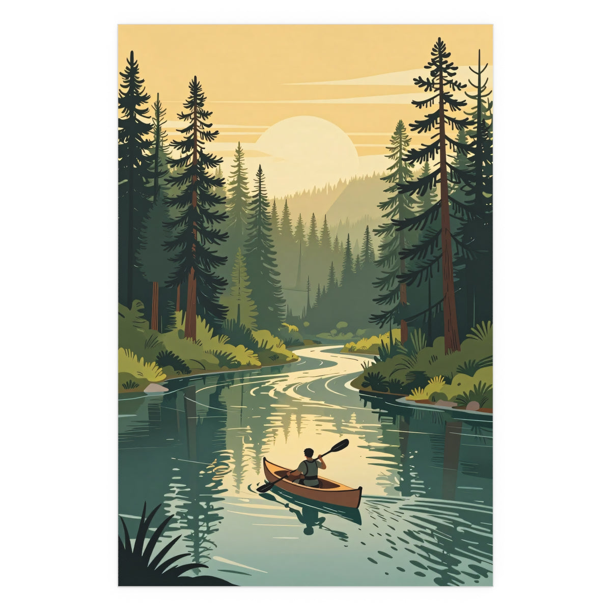 Solitary Canoeist's Twilight Retreat