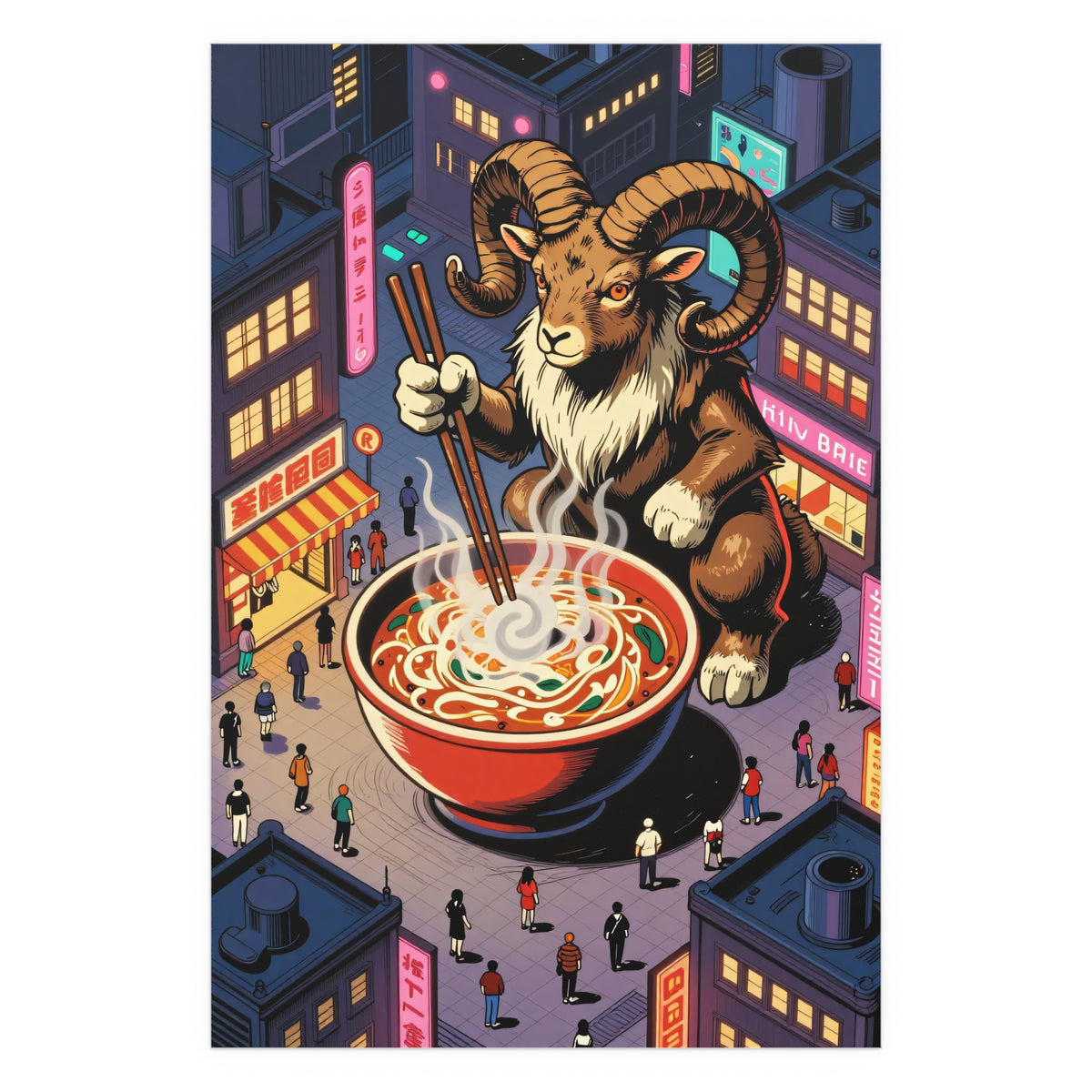 Neon Lantern Alleyway Ramen Cart