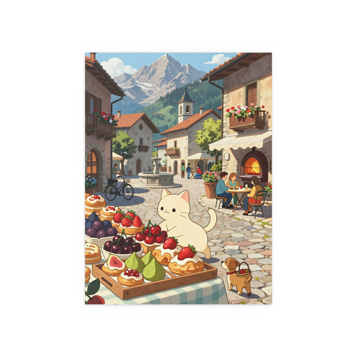 Whimsy Alpine Village Feline Fruit Market