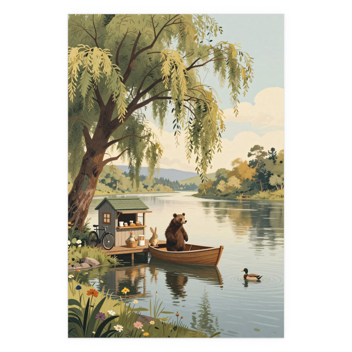 Serene Wooden Riverbank Refuge