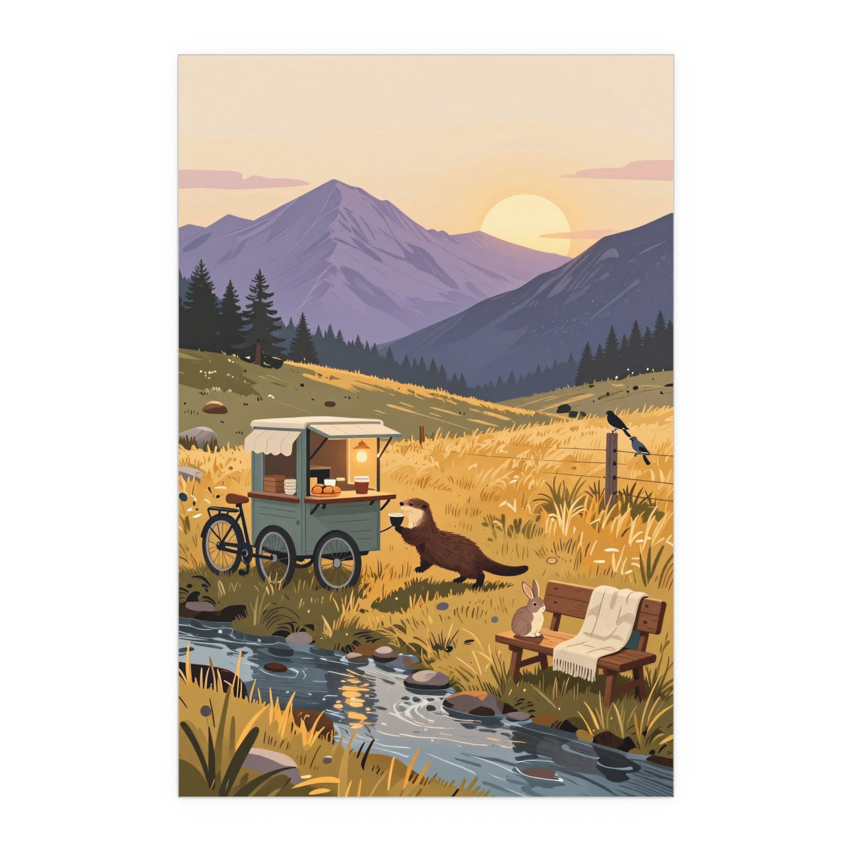 Mountain Retreat After Sunset