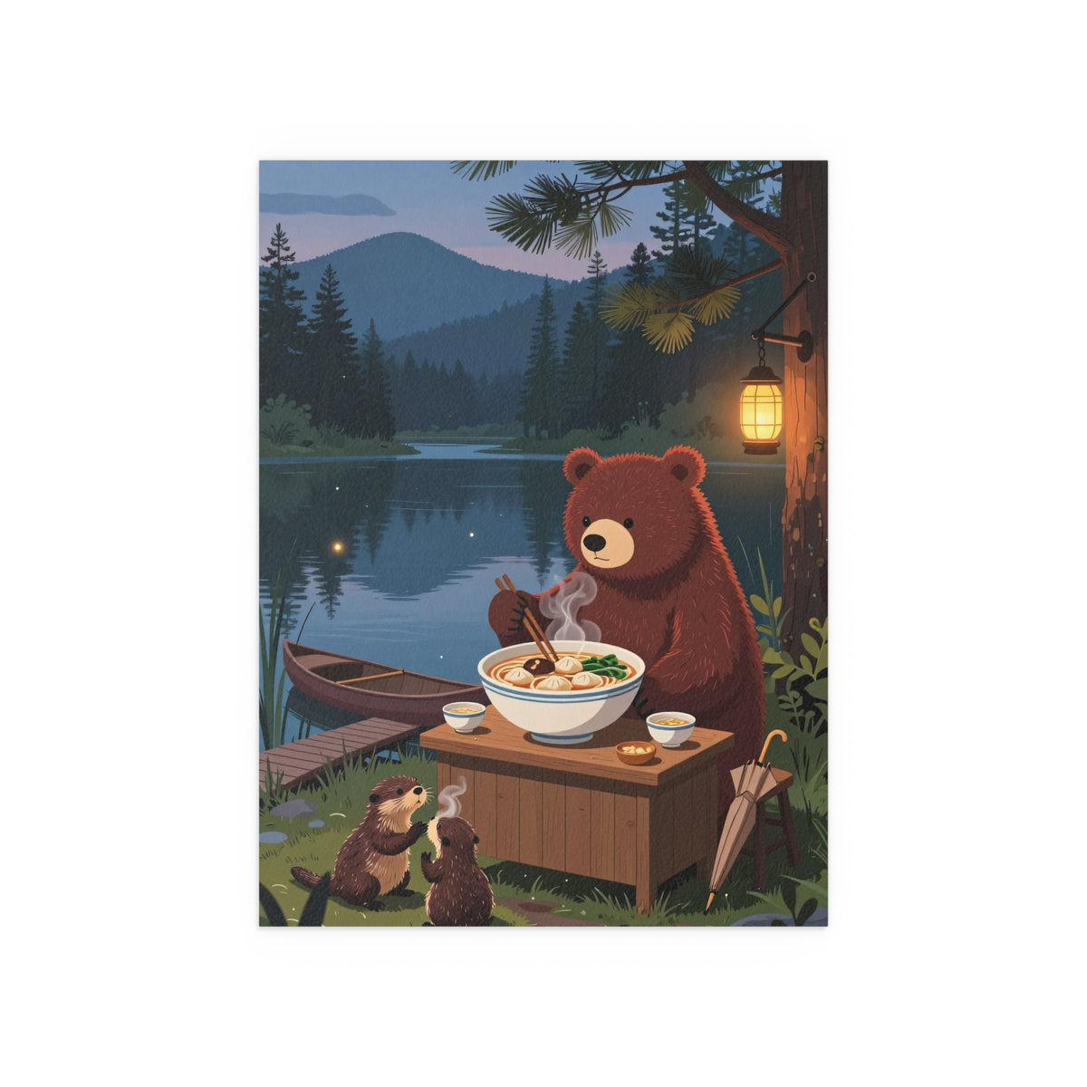 Campfire Gathering Under Starry Woods