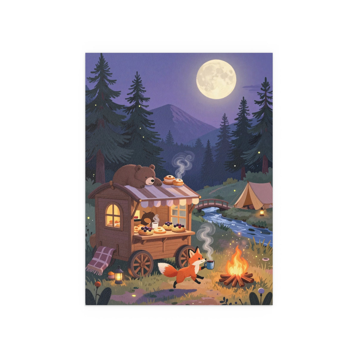 Moonlit Gathering by the Fire