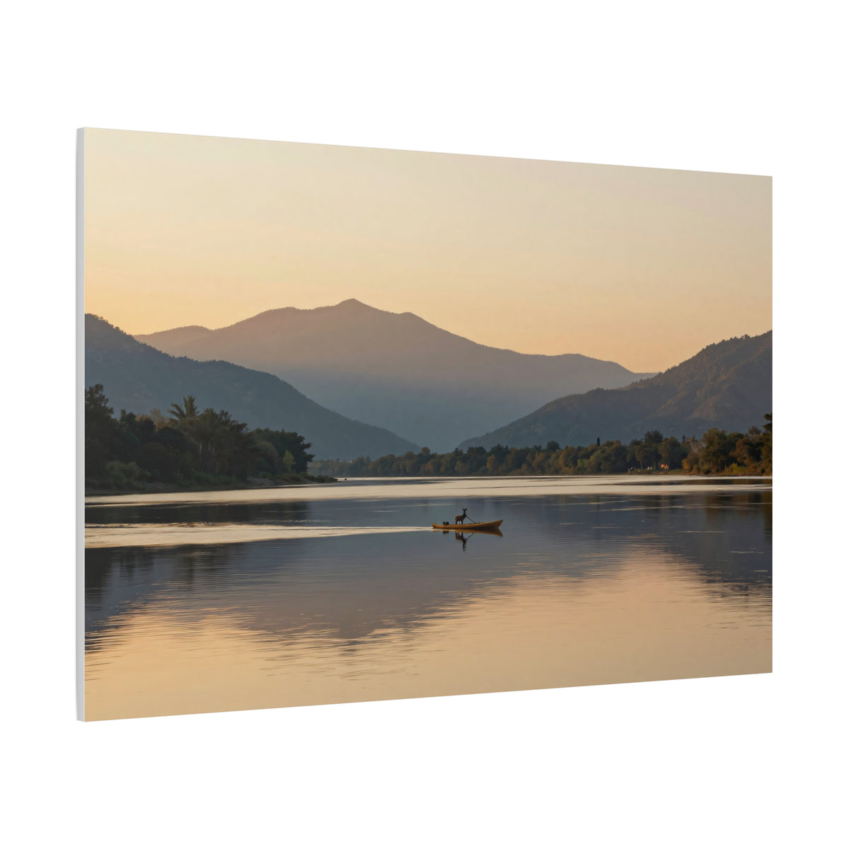 Landscape Canvas Stretch - Serene Lake Sunset Mountain Landscape Reflection Design Vibrant Stylish