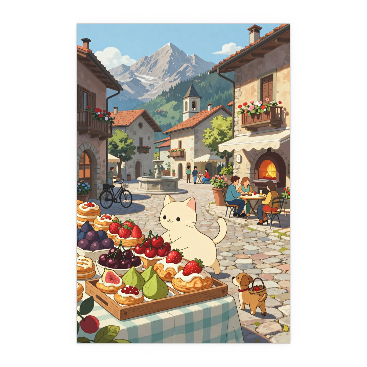 Whimsy Alpine Village Feline Fruit Market