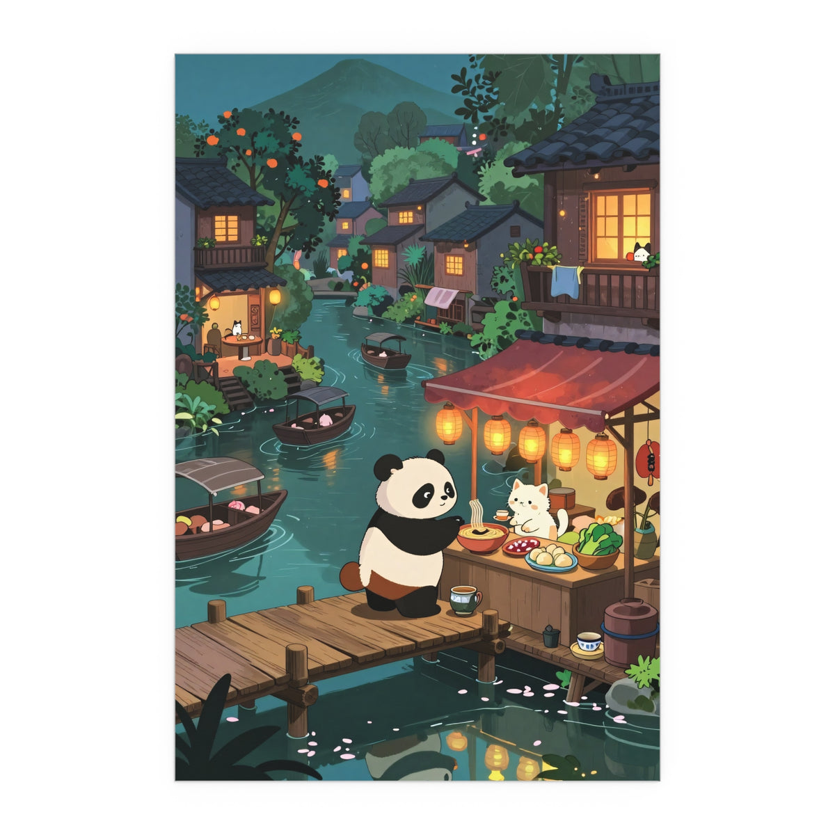 Midnight Lantern in the Japanese Village